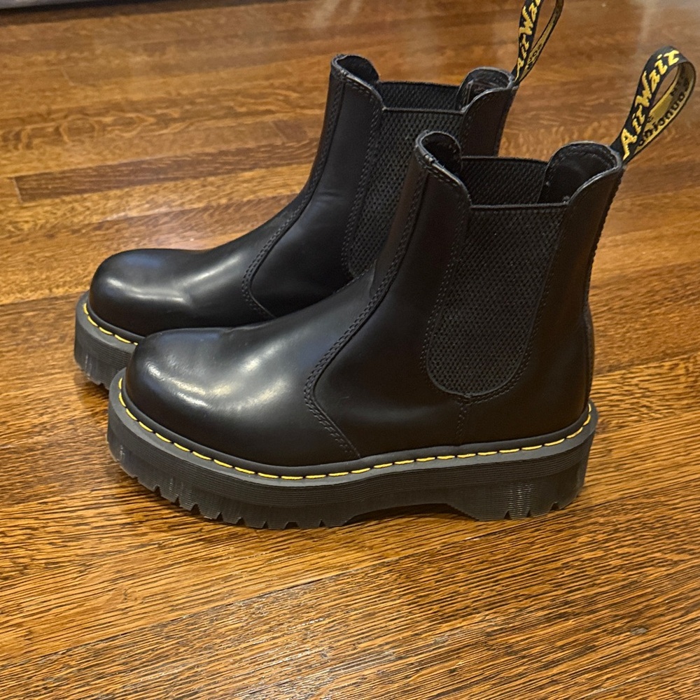 Dr. Martens Black Chelsea Boots with Yellow Stitching
